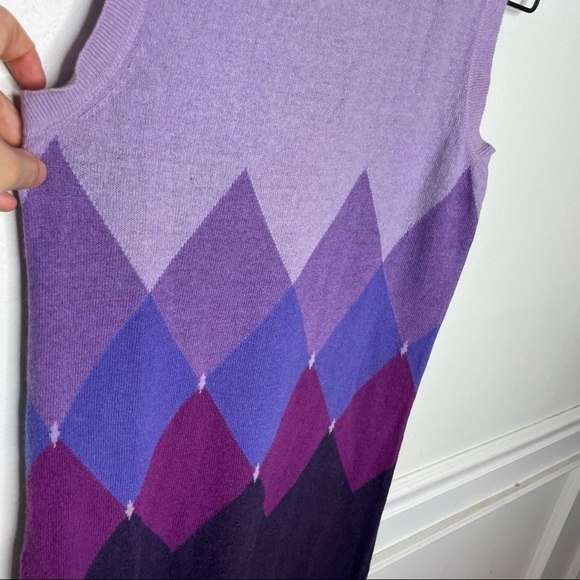 Marella 100% Baby Wool Purple Chevron Dress - Picture 3 of 10
